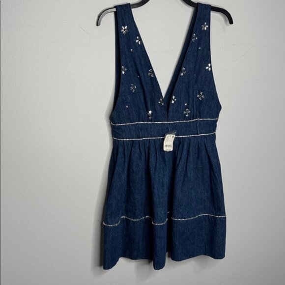 Free People Aultry Embellished Denim Dress NWT Small - Picture 9 of 12